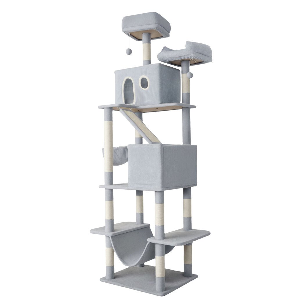 206cm Multi - Level Cat Tree Scratching Post with Climbing - Silver Grey - Rivercity House & Home Co. (ABN 18 642 972 209) - Affordable Modern Furniture Australia