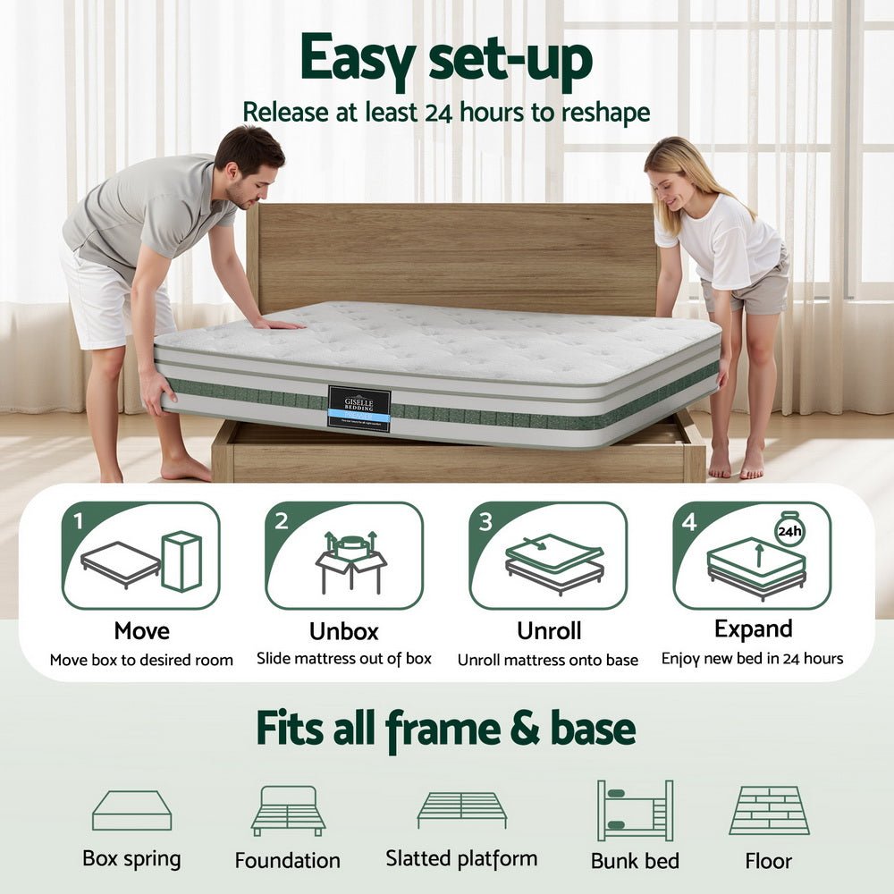 20cm Double Green Tea Mattresses - Furniture > Mattresses > Double Mattress - Rivercity House & Home Co. (ABN 18 642 972 209) - Affordable Modern Furniture Australia