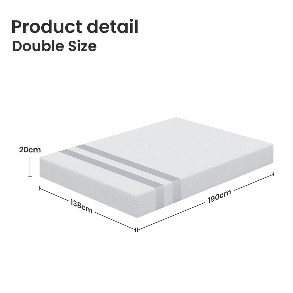 20cm Double Reversible Gel Memory Foam Mattress Medium Soft & Firm - Furniture > Mattresses > Double Mattress - Rivercity House & Home Co. (ABN 18 642 972 209) - Affordable Modern Furniture Australia