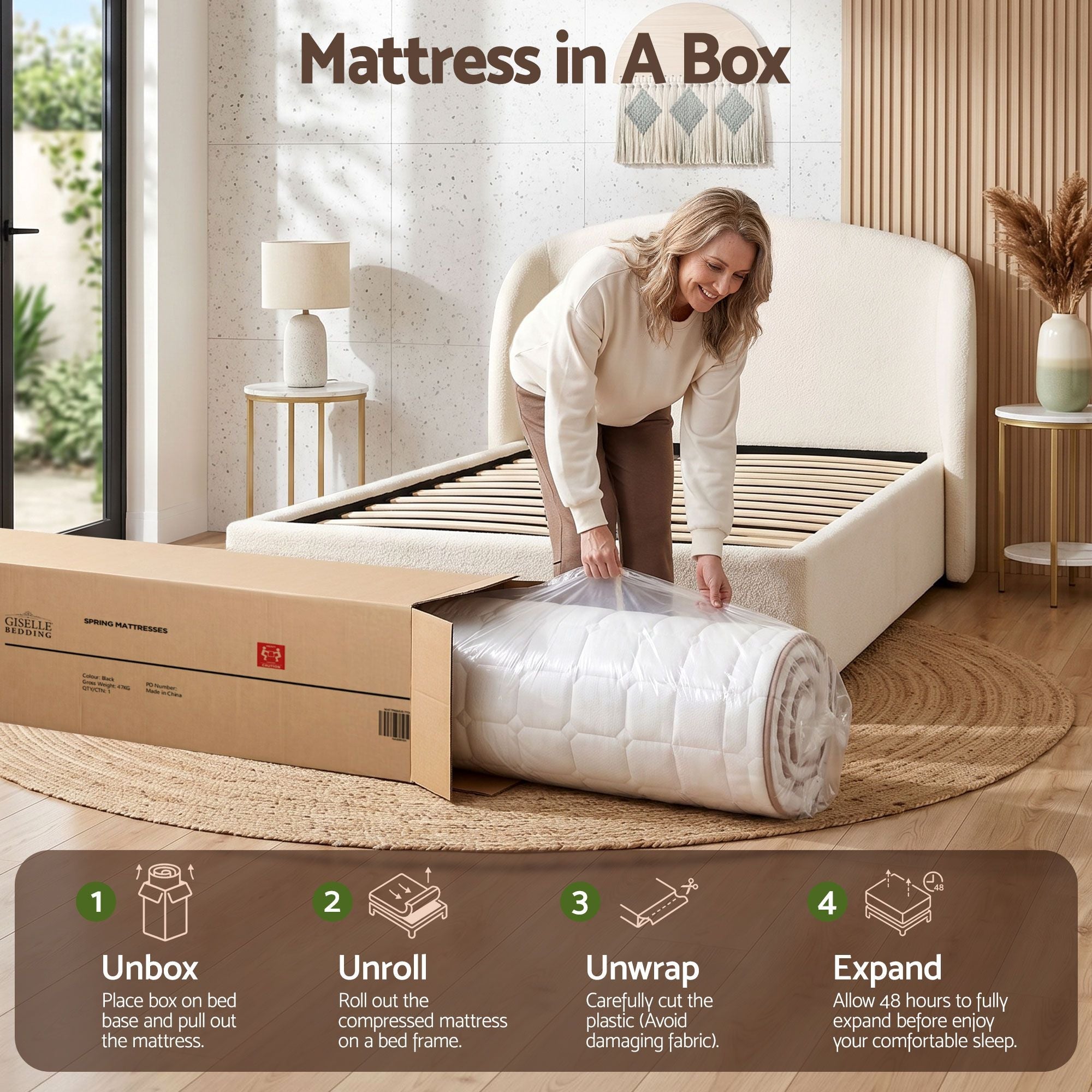 20cm Firm King Single Pocket Spring Mattress for Bedroom or Guest Room - Furniture > Mattresses > King Single Mattress - Rivercity House & Home Co. (ABN 18 642 972 209) - Affordable Modern Furniture Australia
