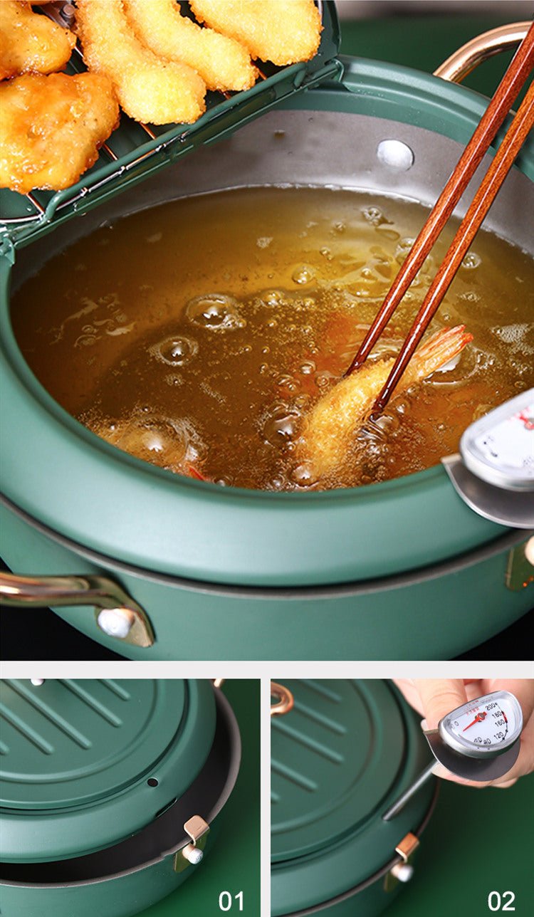 20cm JSHS - YZG0320 - 1 Double Handle Tempura Karaga Fryer Pot Frying Pan - Appliances > Kitchen Appliances > Deep Fryers - Rivercity House & Home Co. (ABN 18 642 972 209) - Affordable Modern Furniture Australia
