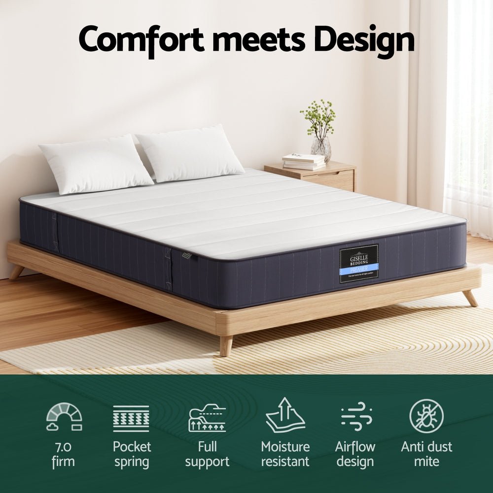 20cm Queen Bed Pocket Spring Mattresses - Furniture > Mattresses > Queen Mattress - Rivercity House & Home Co. (ABN 18 642 972 209) - Affordable Modern Furniture Australia