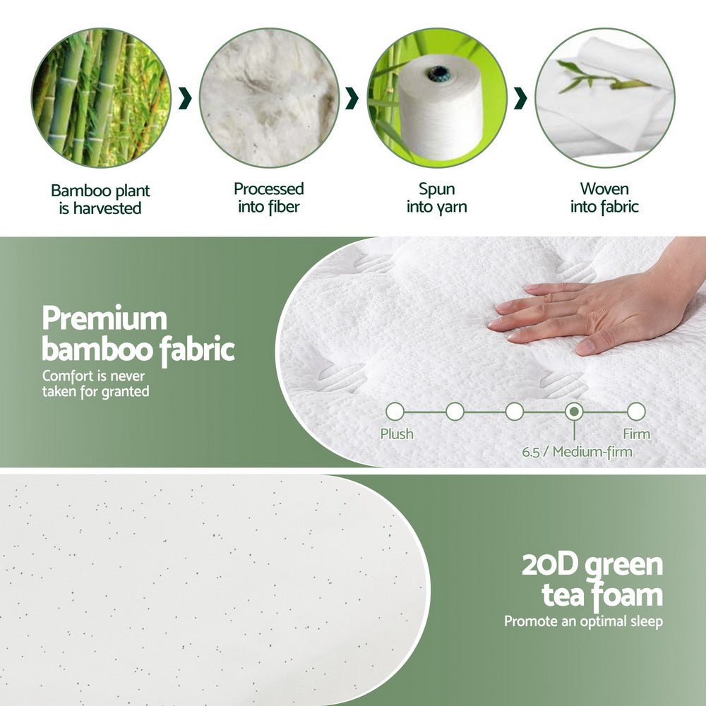 20cm Queen Green Tea Mattresses - Furniture > Mattresses > Queen Mattress - Rivercity House & Home Co. (ABN 18 642 972 209) - Affordable Modern Furniture Australia