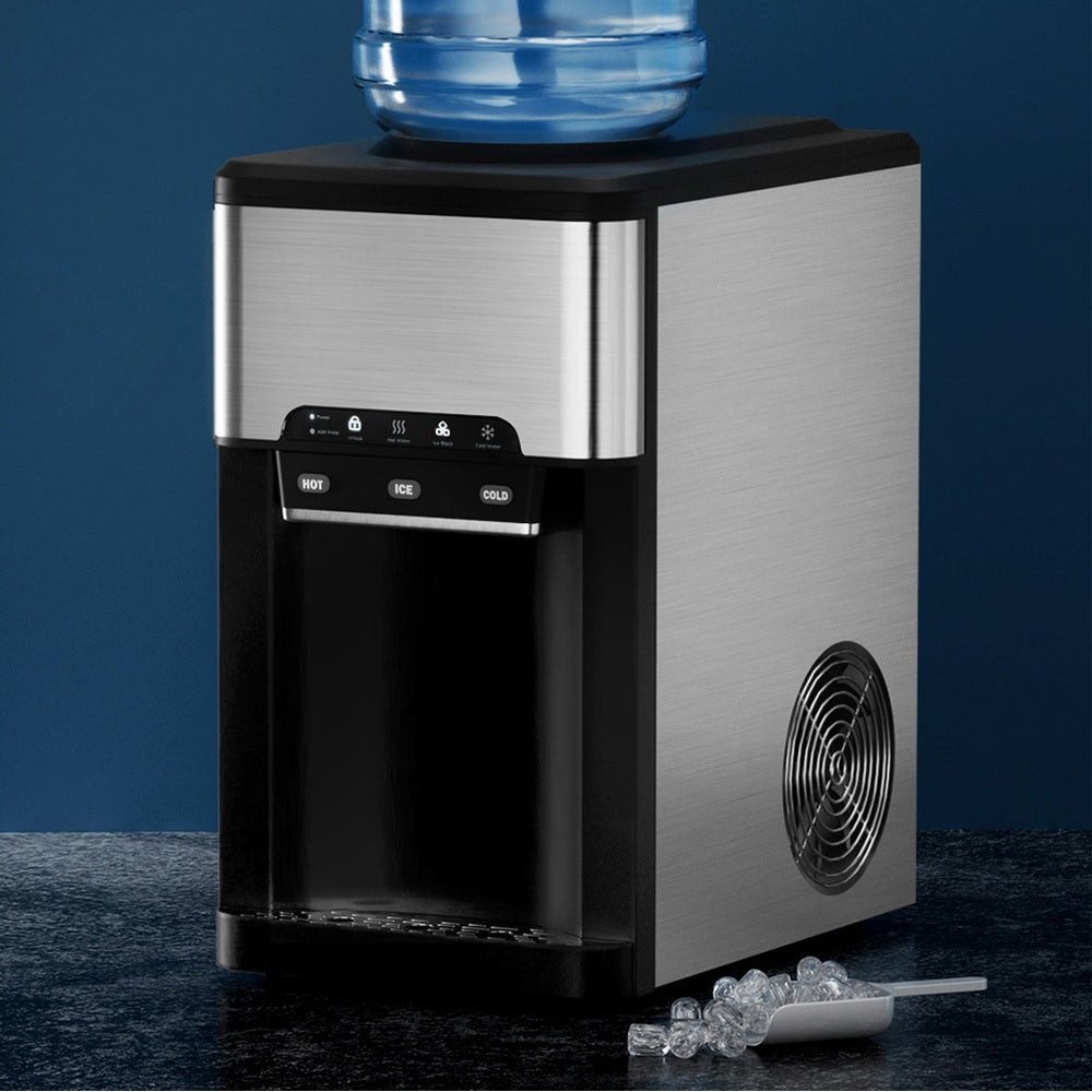 20kg 3 in 1 Ice Maker Machine Cold and Hot Water Dispenser 3L Silver - Appliances > Kitchen Appliances > Ice Makers - Rivercity House & Home Co. (ABN 18 642 972 209) - Affordable Modern Furniture Australia