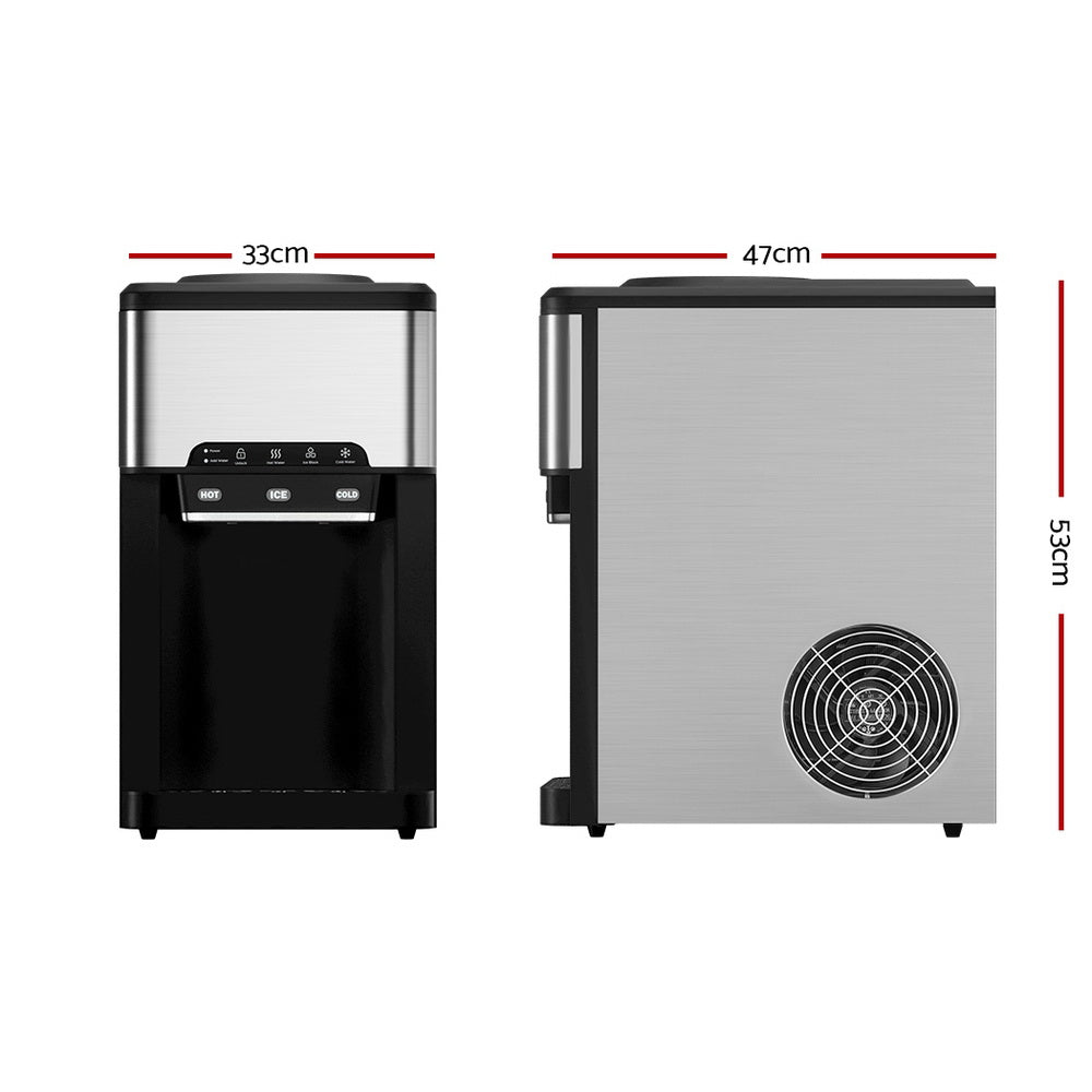 20kg 3 in 1 Ice Maker Machine Cold and Hot Water Dispenser 3L Silver - Appliances > Kitchen Appliances > Ice Makers - Rivercity House & Home Co. (ABN 18 642 972 209) - Affordable Modern Furniture Australia