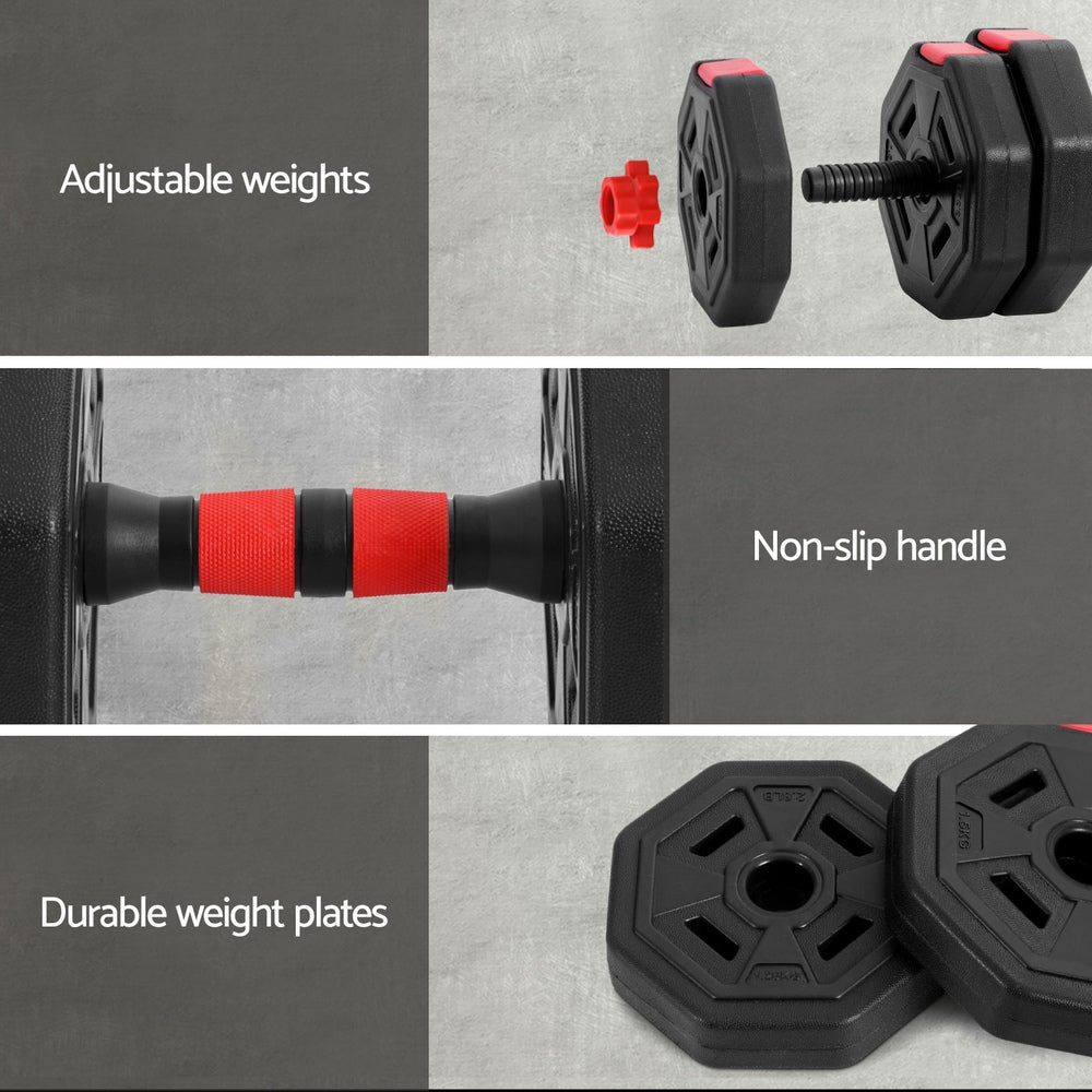 20kg Adjustable Dumbbell Barbell Set Weight Plates Home Workout - Sports & Fitness > Exercise, Gym & Fitness > Free Weights - Rivercity House & Home Co. (ABN 18 642 972 209) - Affordable Modern Furniture Australia