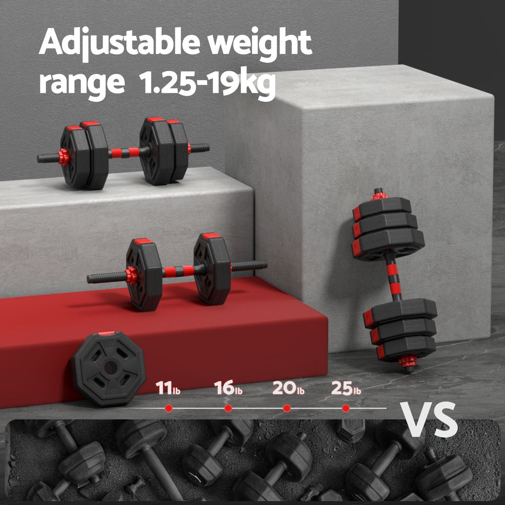 20kg Adjustable Dumbbell Barbell Set Weight Plates Home Workout - Sports & Fitness > Exercise, Gym & Fitness > Free Weights - Rivercity House & Home Co. (ABN 18 642 972 209) - Affordable Modern Furniture Australia