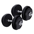 20kg Adjustable Dumbbell Set with Weight Plates - Black & Silver