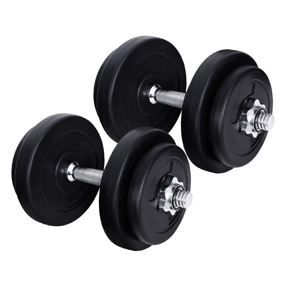 20kg Adjustable Dumbbell Set with Weight Plates - Black & Silver - Sports & Fitness > Exercise, Gym & Fitness > Free Weights - Rivercity House & Home Co. (ABN 18 642 972 209) - Affordable Modern Furniture Australia