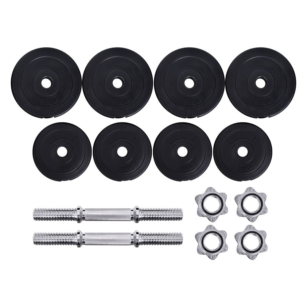 20kg Adjustable Dumbbell Set with Weight Plates - Black & Silver - Sports & Fitness > Exercise, Gym & Fitness > Free Weights - Rivercity House & Home Co. (ABN 18 642 972 209) - Affordable Modern Furniture Australia