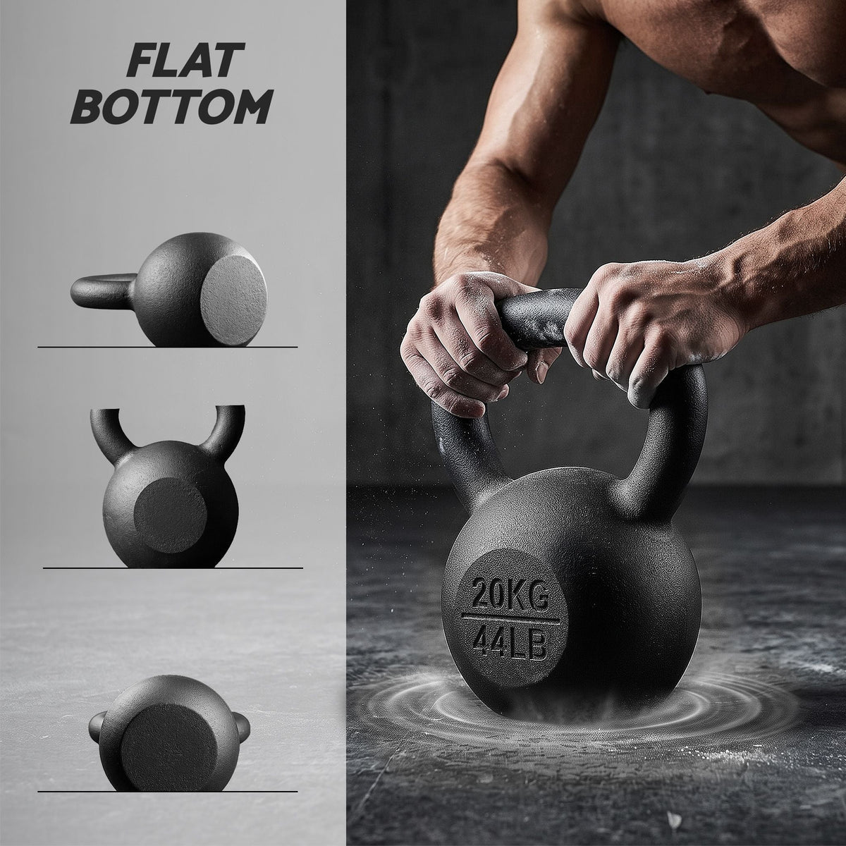 20kg Cast Iron Kettlebell with Powder Coating and Flat Bottom - Sports & Fitness > Exercise, Gym & Fitness > Free Weights - Rivercity House & Home Co. (ABN 18 642 972 209) - Affordable Modern Furniture Australia