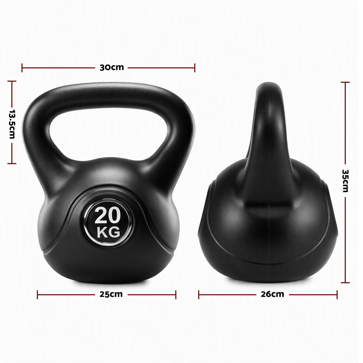 20kg Kettlebell Weight with Anti-slip Handle & Stable Base for Strength Training - Black - Sports & Fitness > Exercise, Gym & Fitness > Free Weights - Rivercity House & Home Co. (ABN 18 642 972 209) - Affordable Modern Furniture Australia