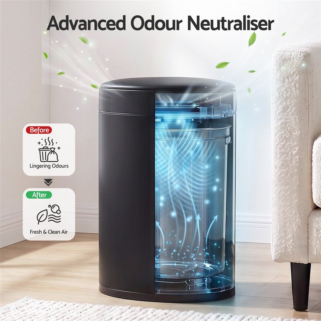 20L Automatic Touchless Sensor Kitchen Rubbish Bin with Odour Control - Black - Home & Garden > Kitchen Bins > Automatic Bins - Rivercity House & Home Co. (ABN 18 642 972 209) - Affordable Modern Furniture Australia