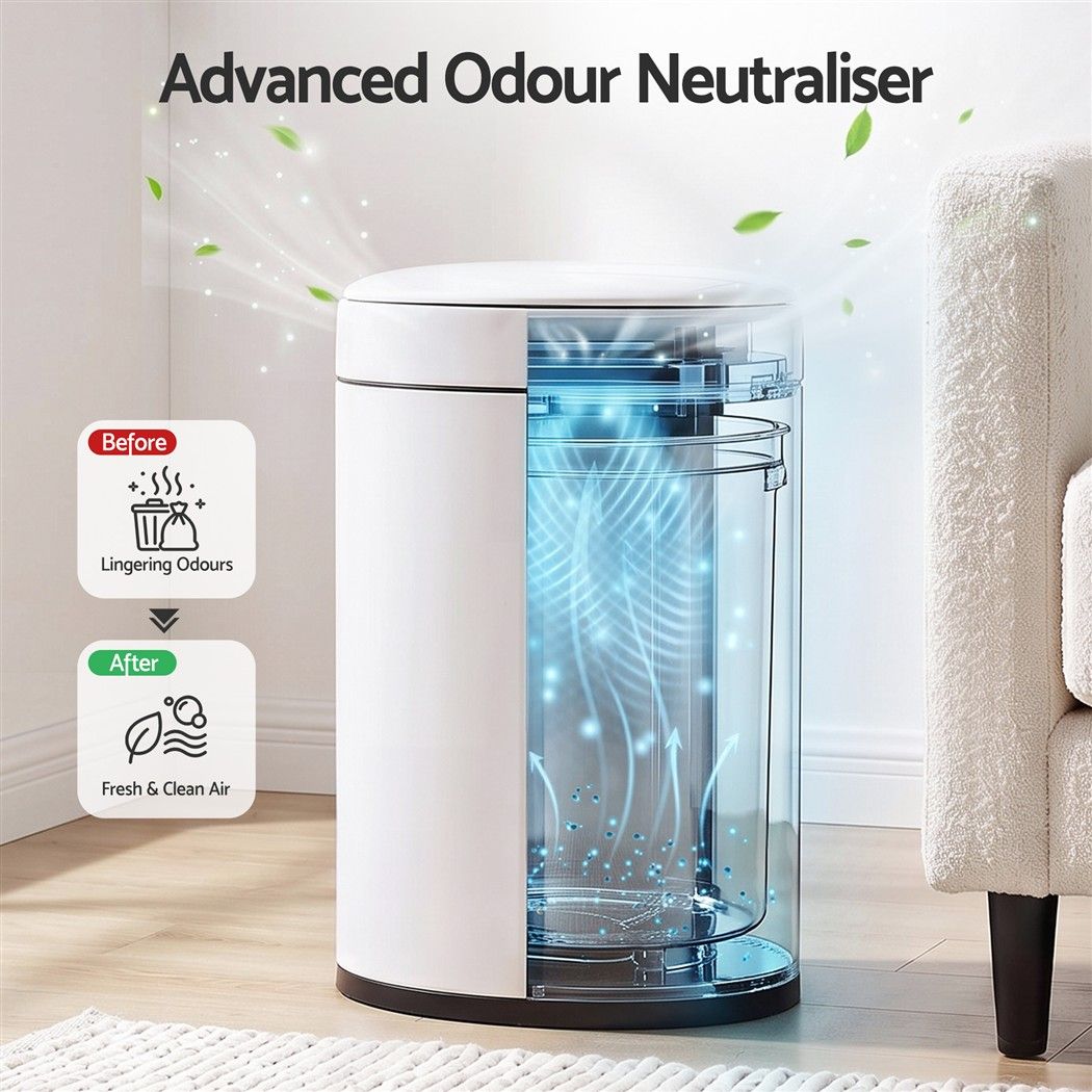 20L Automatic Touchless Sensor Rubbish Bin with Odour Control and Soft-Closing Lid - White - Home & Garden > Kitchen Bins > Automatic Bins - Rivercity House & Home Co. (ABN 18 642 972 209) - Affordable Modern Furniture Australia