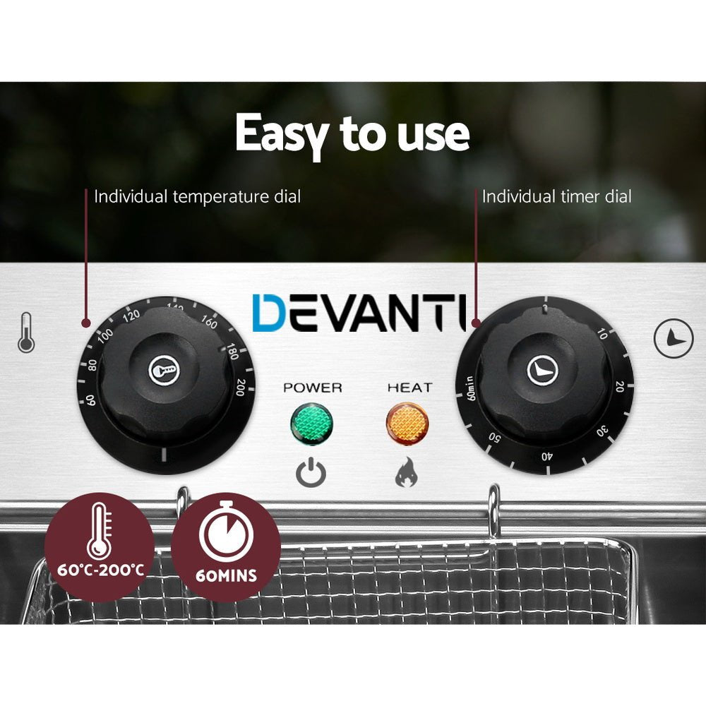 20L Electric Commercial Deep Fryer Double Baskets 4400W - Appliances > Kitchen Appliances > Deep Fryers - Rivercity House & Home Co. (ABN 18 642 972 209) - Affordable Modern Furniture Australia