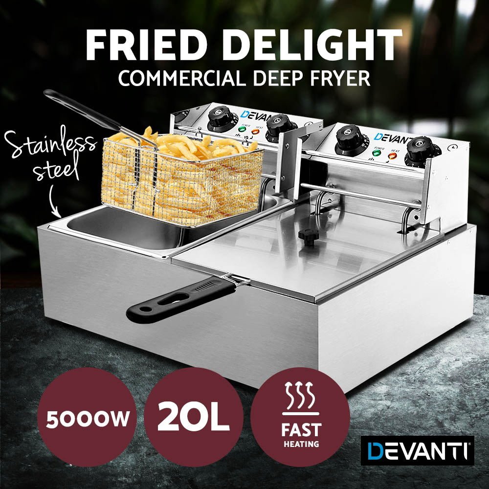 20L Electric Commercial Deep Fryer Double Baskets 4400W - Appliances > Kitchen Appliances > Deep Fryers - Rivercity House & Home Co. (ABN 18 642 972 209) - Affordable Modern Furniture Australia