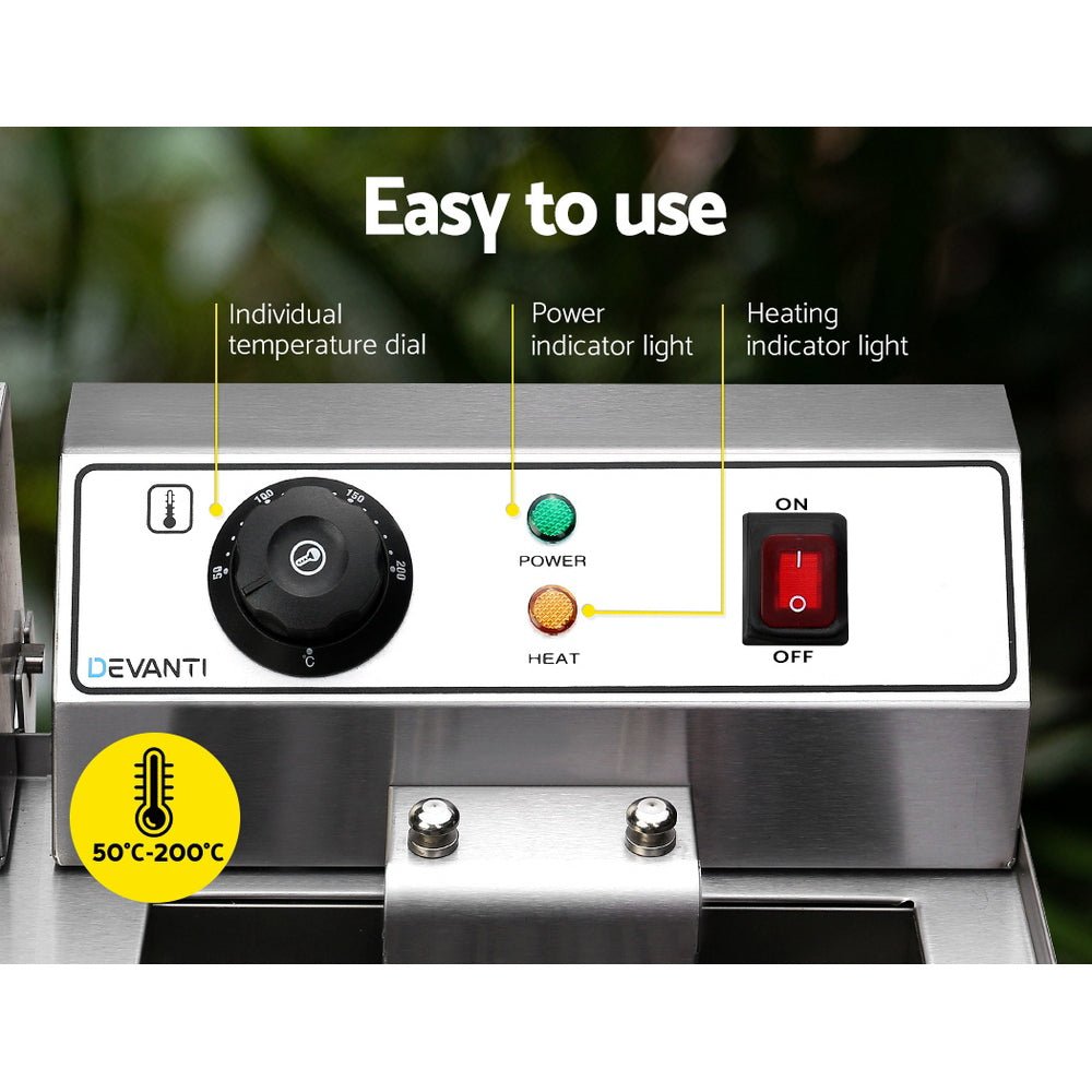 20L Electric Commercial Deep Fryer Double Baskets Oil Taps 6000W - Appliances > Kitchen Appliances > Deep Fryers - Rivercity House & Home Co. (ABN 18 642 972 209) - Affordable Modern Furniture Australia