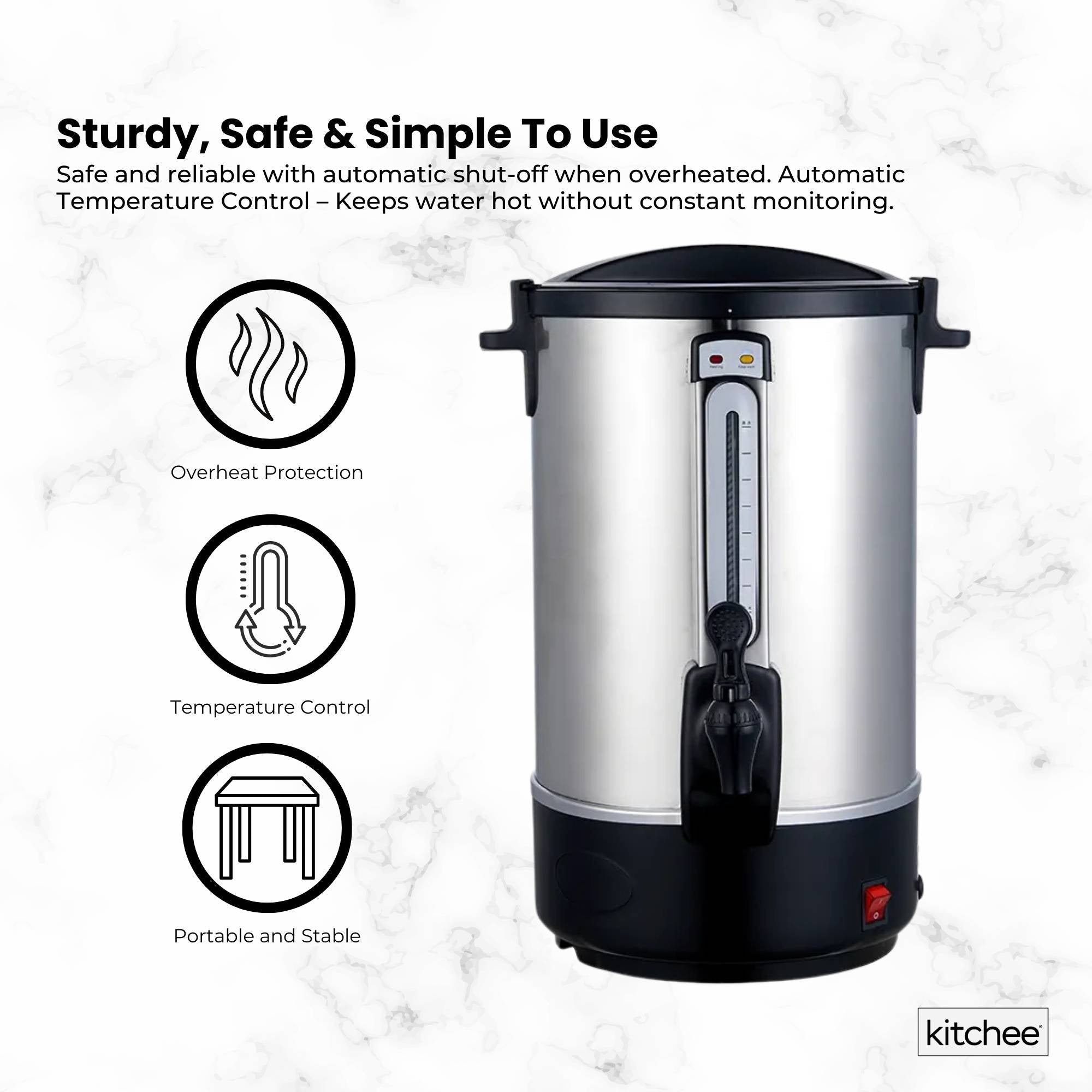 20L Electric Water Boiler - Stainless Steel Commercial Hot Liquid Urn - Appliances > Kitchen Appliances > Kettles - Rivercity House & Home Co. (ABN 18 642 972 209) - Affordable Modern Furniture Australia