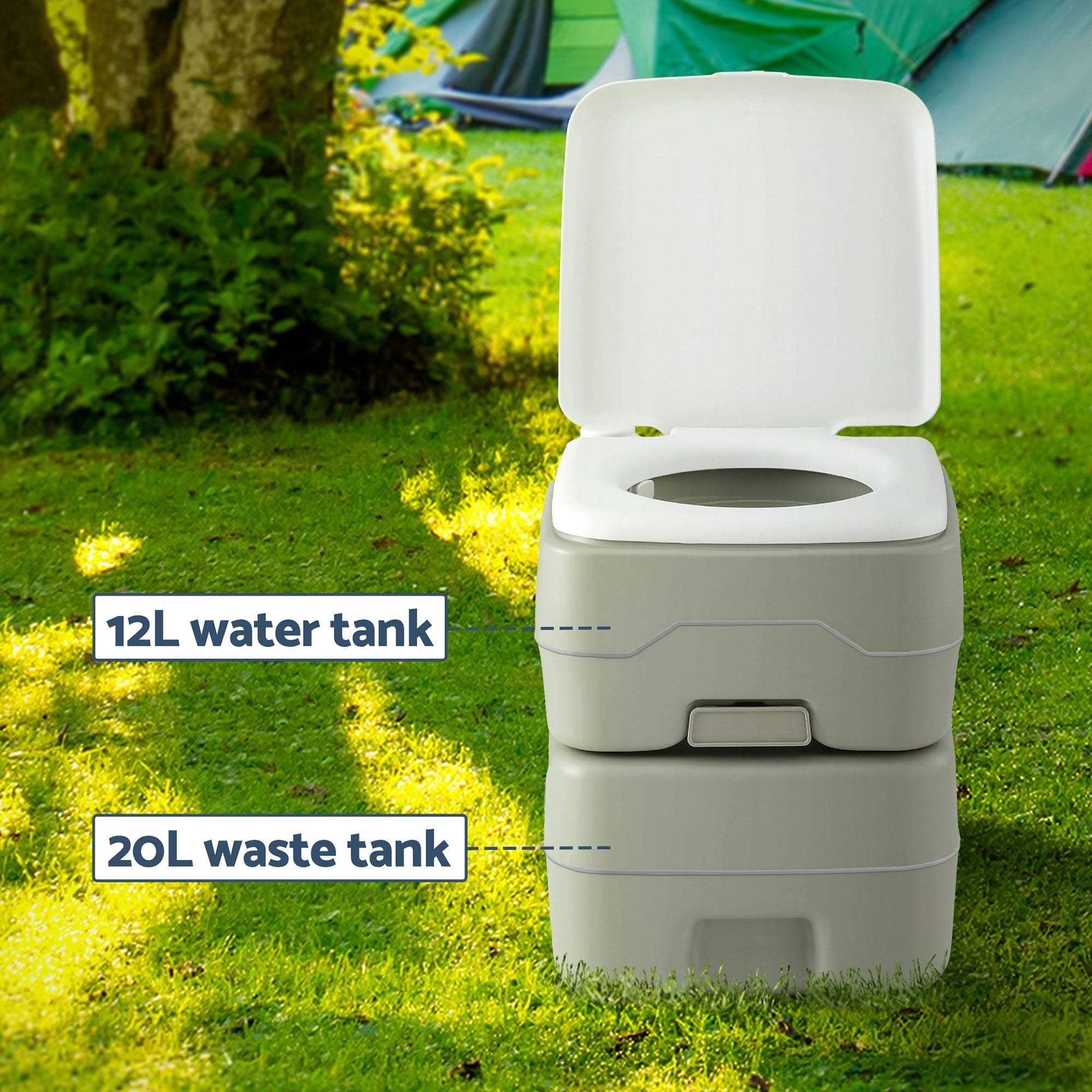 20L Portable Camping Toilet and Shower Tent Set - Grey and Green - Outdoor Recreation > Camping > Portable Toilets & Showers - Rivercity House & Home Co. (ABN 18 642 972 209) - Affordable Modern Furniture Australia