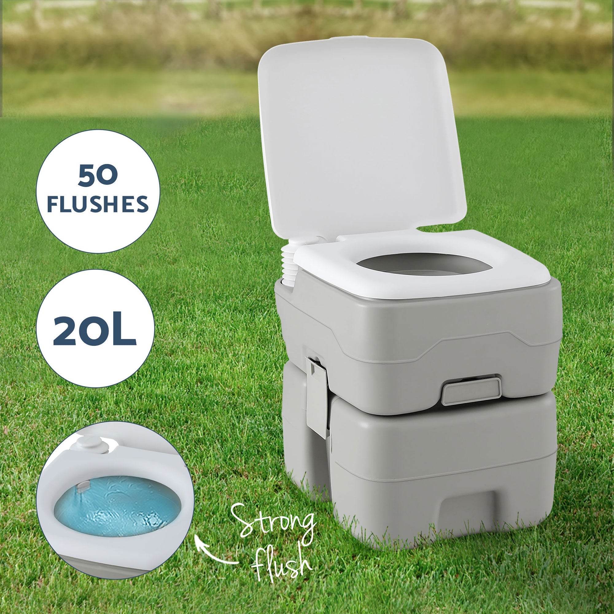 20L Portable Camping Toilet and Shower Tent Set - Grey and Green - Outdoor Recreation > Camping > Portable Toilets & Showers - Rivercity House & Home Co. (ABN 18 642 972 209) - Affordable Modern Furniture Australia