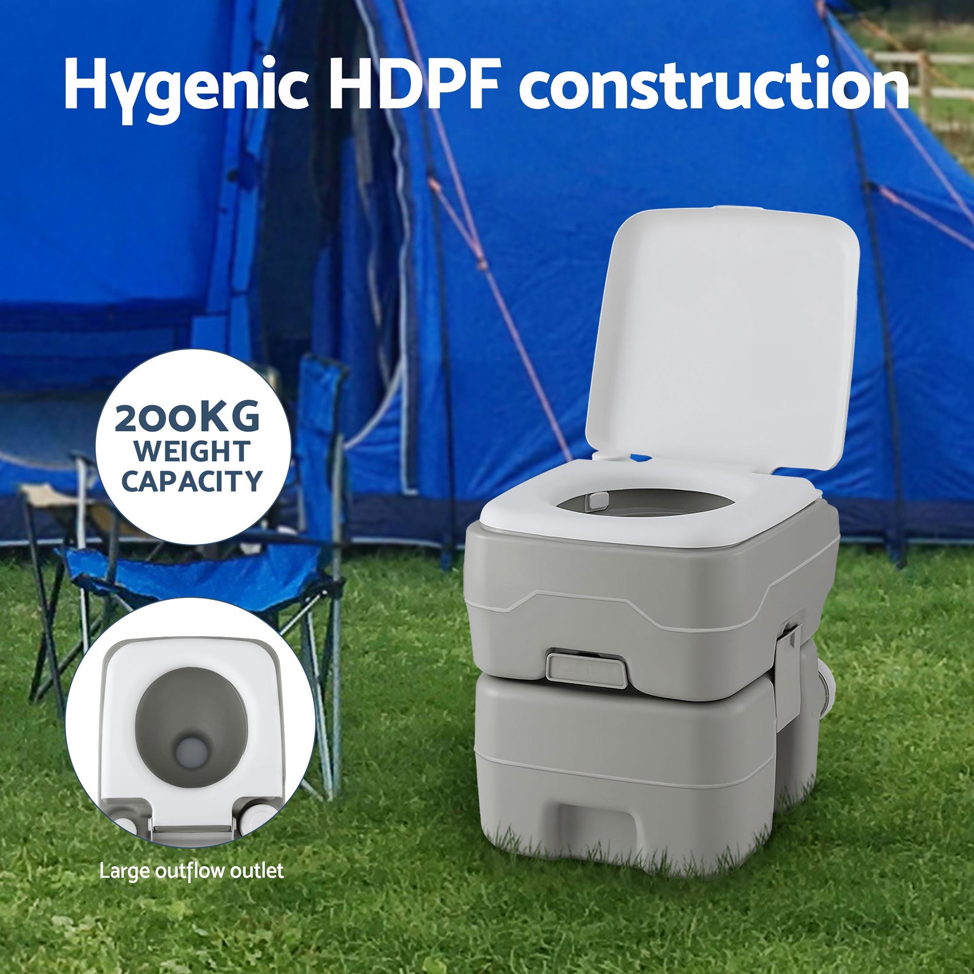 20L Portable Camping Toilet and Shower Tent Set - Grey and Green - Outdoor Recreation > Camping > Portable Toilets & Showers - Rivercity House & Home Co. (ABN 18 642 972 209) - Affordable Modern Furniture Australia