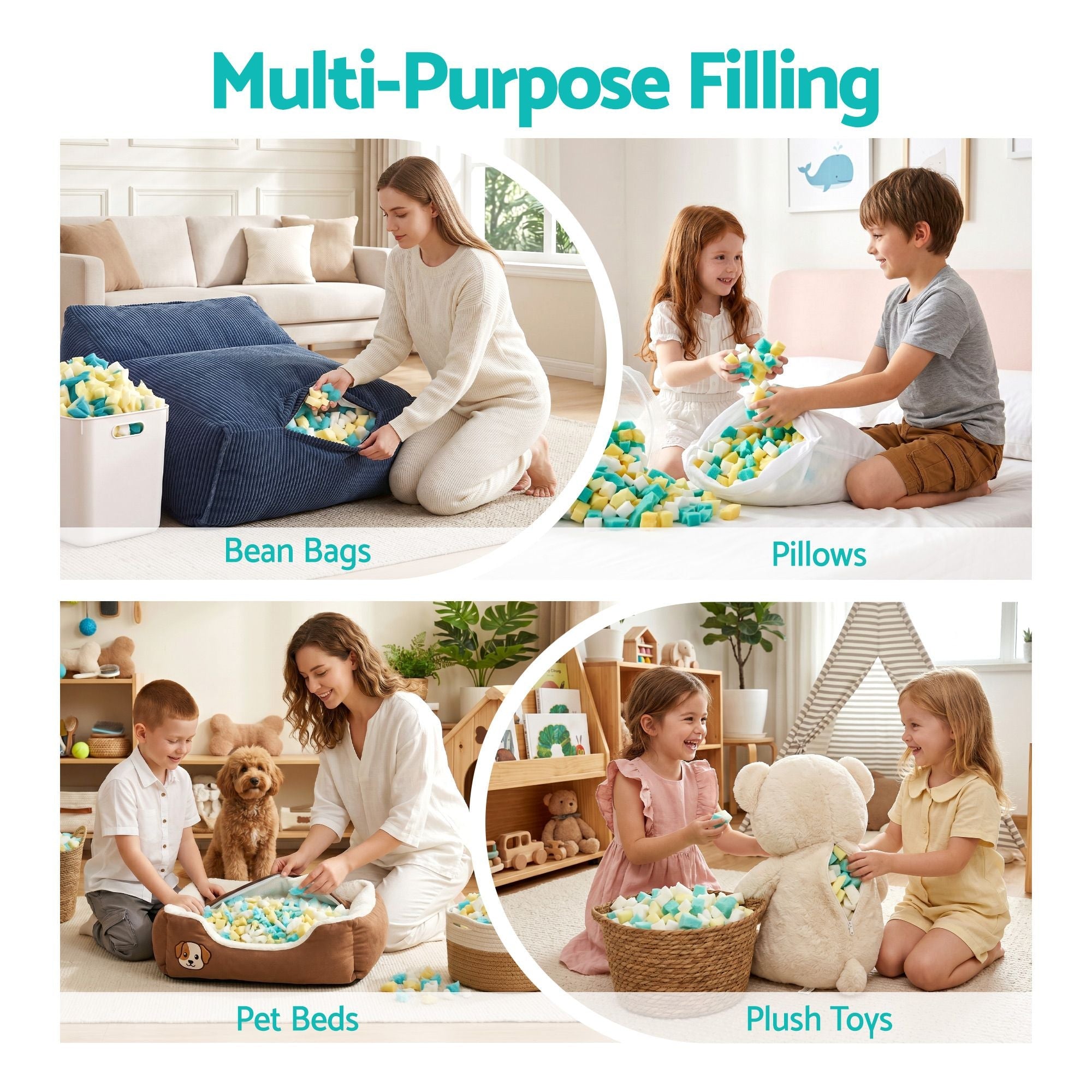 20lbs (8.8KG) Bean Bag Filler Shredded Memory Foam Filling High Density Soft Pillow Stuffing for Bean Bag Chair, Couch Cushion, Dog Bed, Stuffed Animals and Arts Crafts - Furniture > Sofas > Sofa Accessories - Rivercity House & Home Co. (ABN 18 642 972 209) - Affordable Modern Furniture Australia