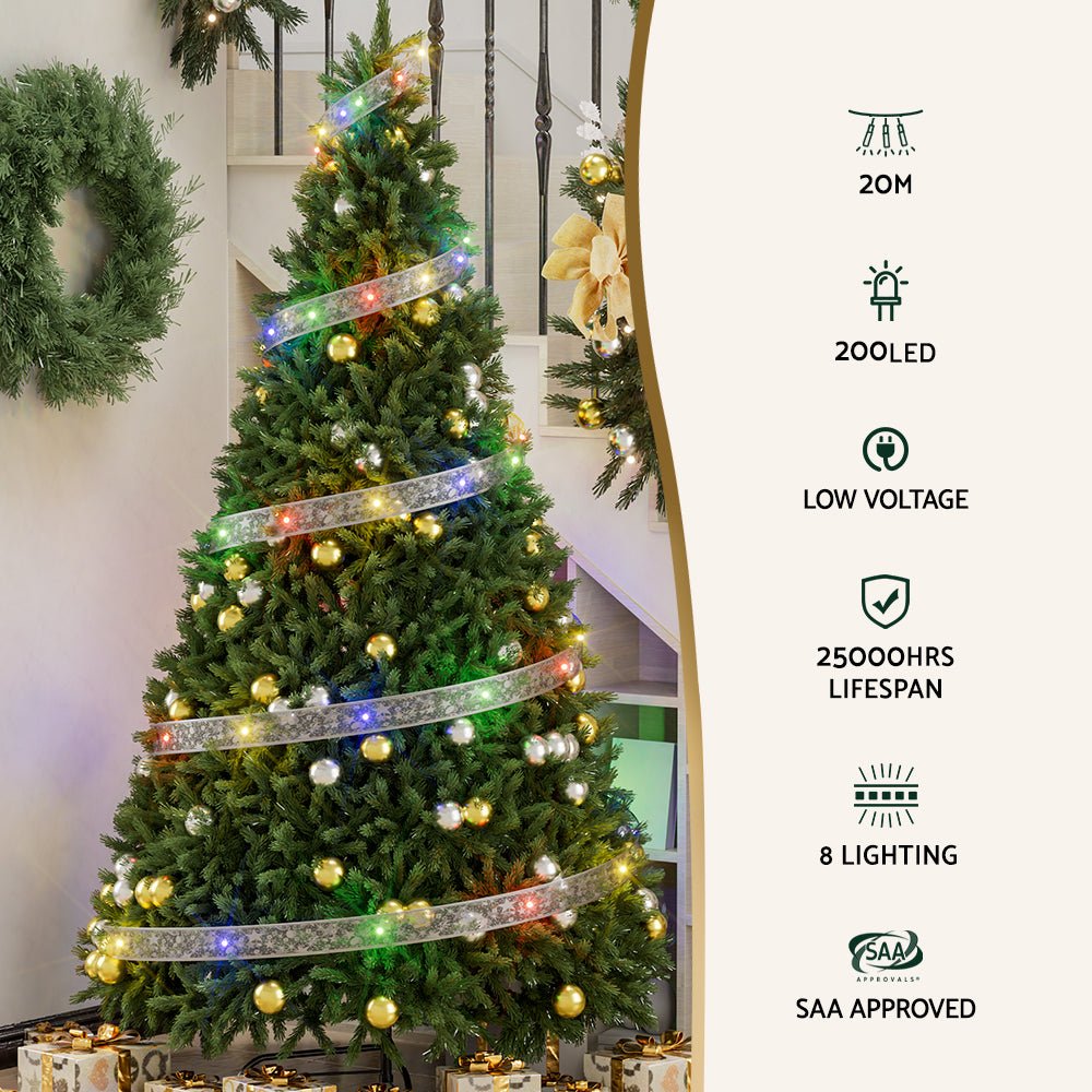 20M Christmas Lights Fairy Ribbon Light 200 LED Xmas Decor Colored - Occasions > Christmas > Outdoor Decorations & Lights - Rivercity House & Home Co. (ABN 18 642 972 209) - Affordable Modern Furniture Australia