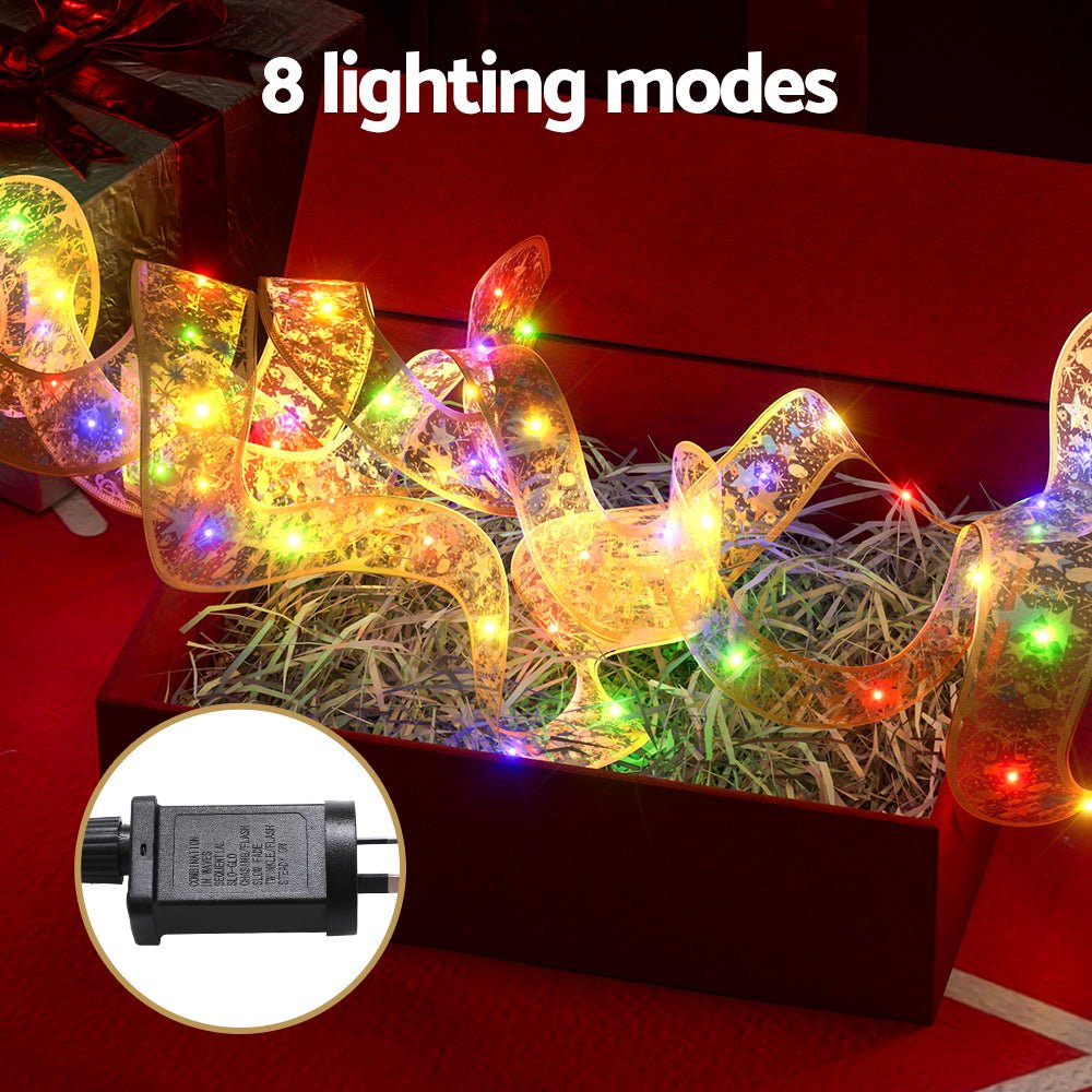 20M Christmas Lights Fairy Ribbon Light 200 LED Xmas Decor Golden - Occasions > Christmas > Outdoor Decorations & Lights - Rivercity House & Home Co. (ABN 18 642 972 209) - Affordable Modern Furniture Australia