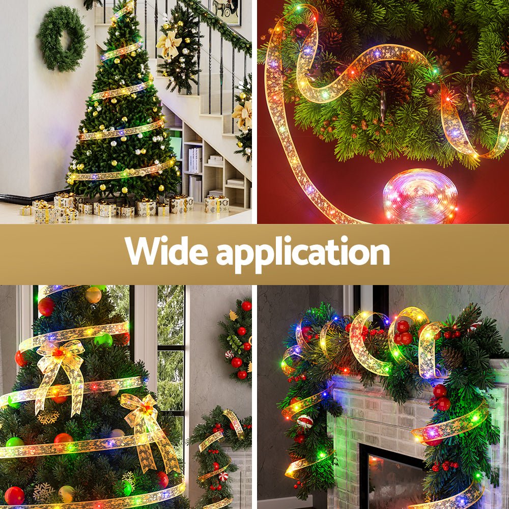 20M Christmas Lights Fairy Ribbon Light 200 LED Xmas Decor Golden - Occasions > Christmas > Outdoor Decorations & Lights - Rivercity House & Home Co. (ABN 18 642 972 209) - Affordable Modern Furniture Australia