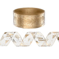 20M Christmas Ribbon Roll with Bow and Xmas Tree Print - Gold