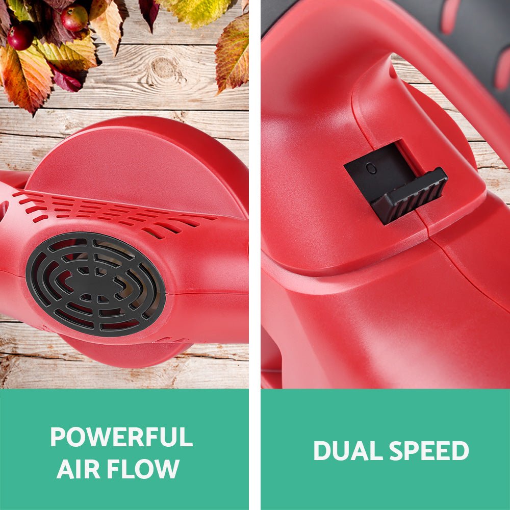 20V Cordless Lithium-Ion Electric Leaf Blower with 2-Speed Nozzles - Black and Red - Home & Garden > Garden Tools > Leaf Blowers - Rivercity House & Home Co. (ABN 18 642 972 209) - Affordable Modern Furniture Australia