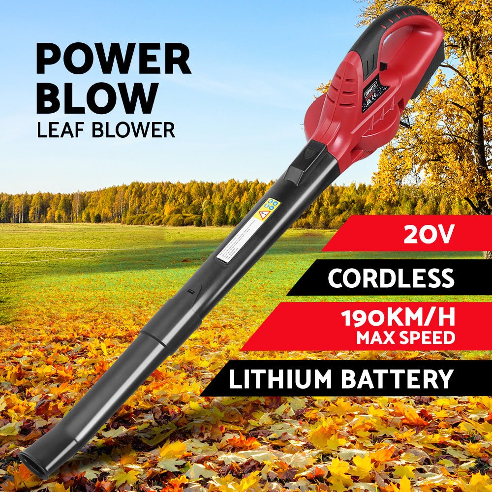 20V Cordless Lithium-Ion Electric Leaf Blower with 2-Speed Nozzles - Black and Red - Home & Garden > Garden Tools > Leaf Blowers - Rivercity House & Home Co. (ABN 18 642 972 209) - Affordable Modern Furniture Australia