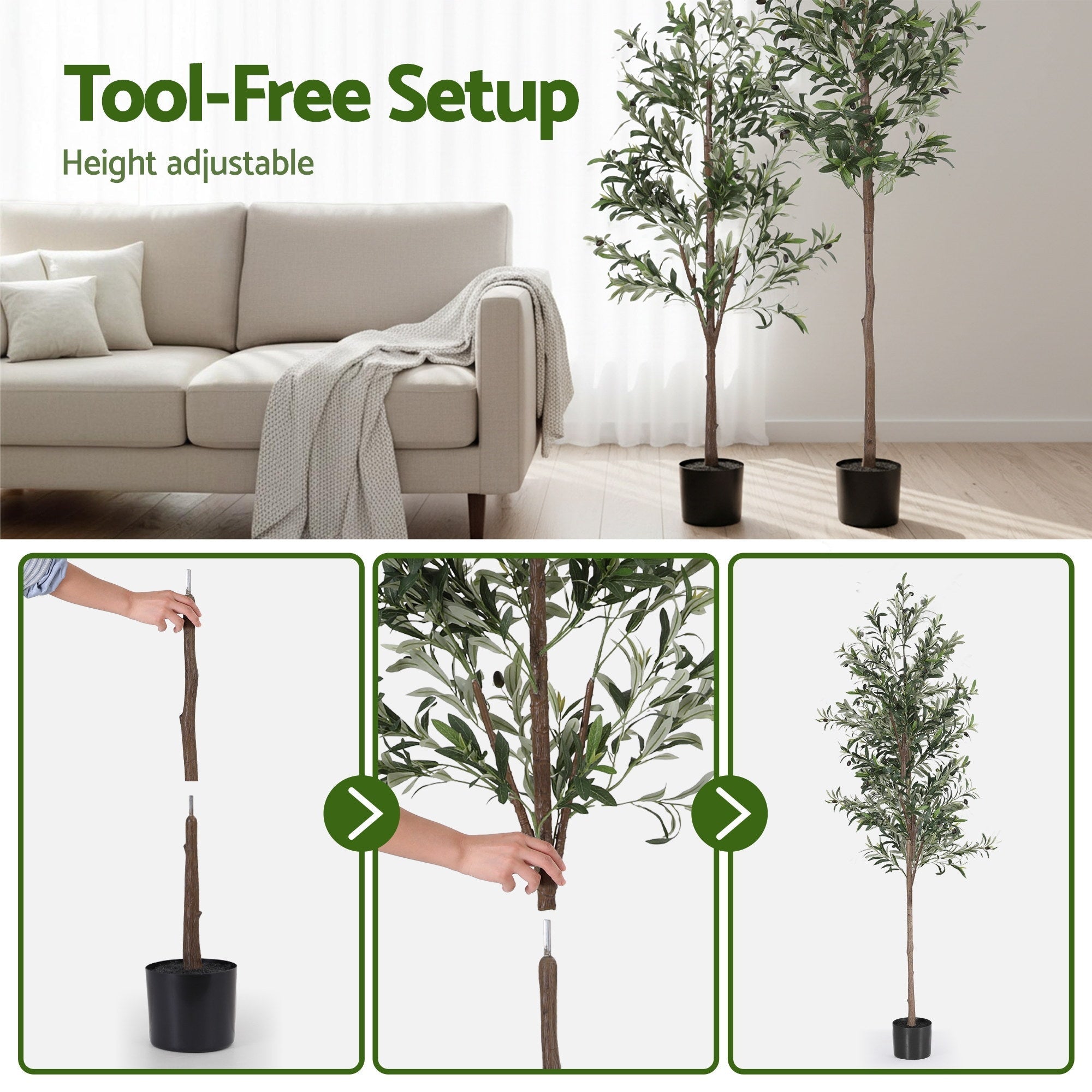 210cm Artificial Olive Tree Faux Trees Indoor Decor Artificial Plants Lifelike Plant 2.1M - Home & Garden > Artificial Plants > Artificial Trees - Rivercity House & Home Co. (ABN 18 642 972 209) - Affordable Modern Furniture Australia