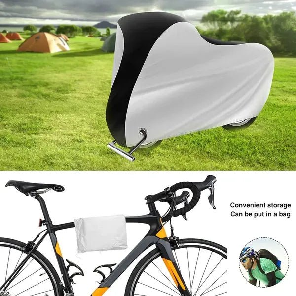 210D Oxford Waterproof Bike Cover with UV Protection and Lock Hole 190 x 65 x 98 cm - Silver and Black - Sports & Fitness > Bikes & Accessories > Bicycle Bags - Rivercity House & Home Co. (ABN 18 642 972 209) - Affordable Modern Furniture Australia
