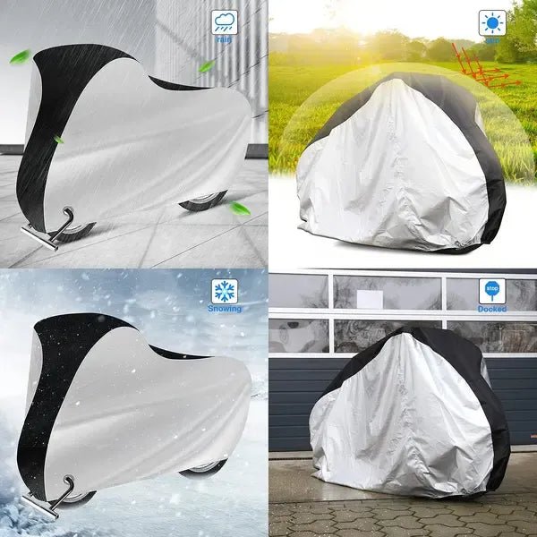210D Oxford Waterproof Bike Cover with UV Protection and Lock Hole 190 x 65 x 98 cm - Silver and Black - Sports & Fitness > Bikes & Accessories > Bicycle Bags - Rivercity House & Home Co. (ABN 18 642 972 209) - Affordable Modern Furniture Australia