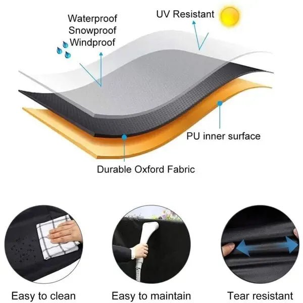 210D Oxford Waterproof Grill Cover 190x71x117 cm with UV and Wind Resistant Protection - Black - Home & Garden > BBQ > BBQs & Accessories - Rivercity House & Home Co. (ABN 18 642 972 209) - Affordable Modern Furniture Australia