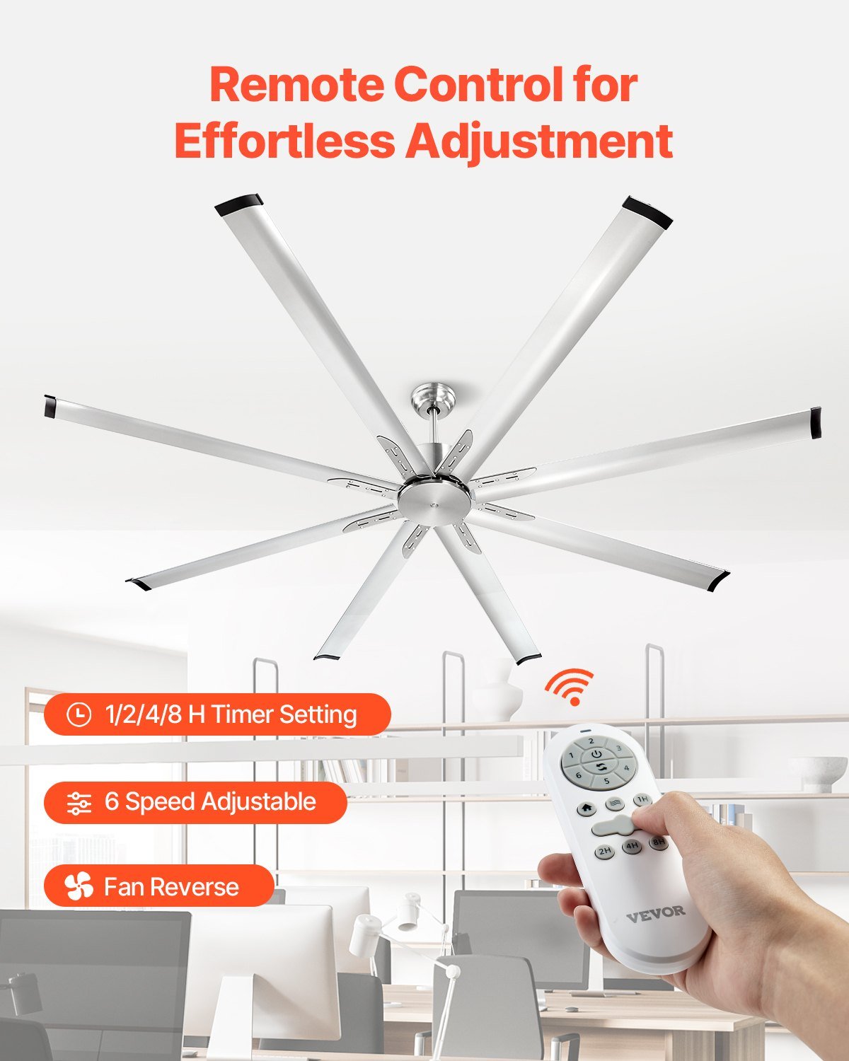 213 cm Ceiling Fan No Light, 6 - Speed Remote Control, Aluminum 8 - Blade, Reversible DC Motor, Modern Low Profile Flush Mount Fan for Bedroom, Living Room, Patio, Indoor/Outdoor, Brushed Nickel - Electronics > Computers & Tablets > Desktops & Accessories - Rivercity House & Home Co. (ABN 18 642 972 209) - Affordable Modern Furniture Australia