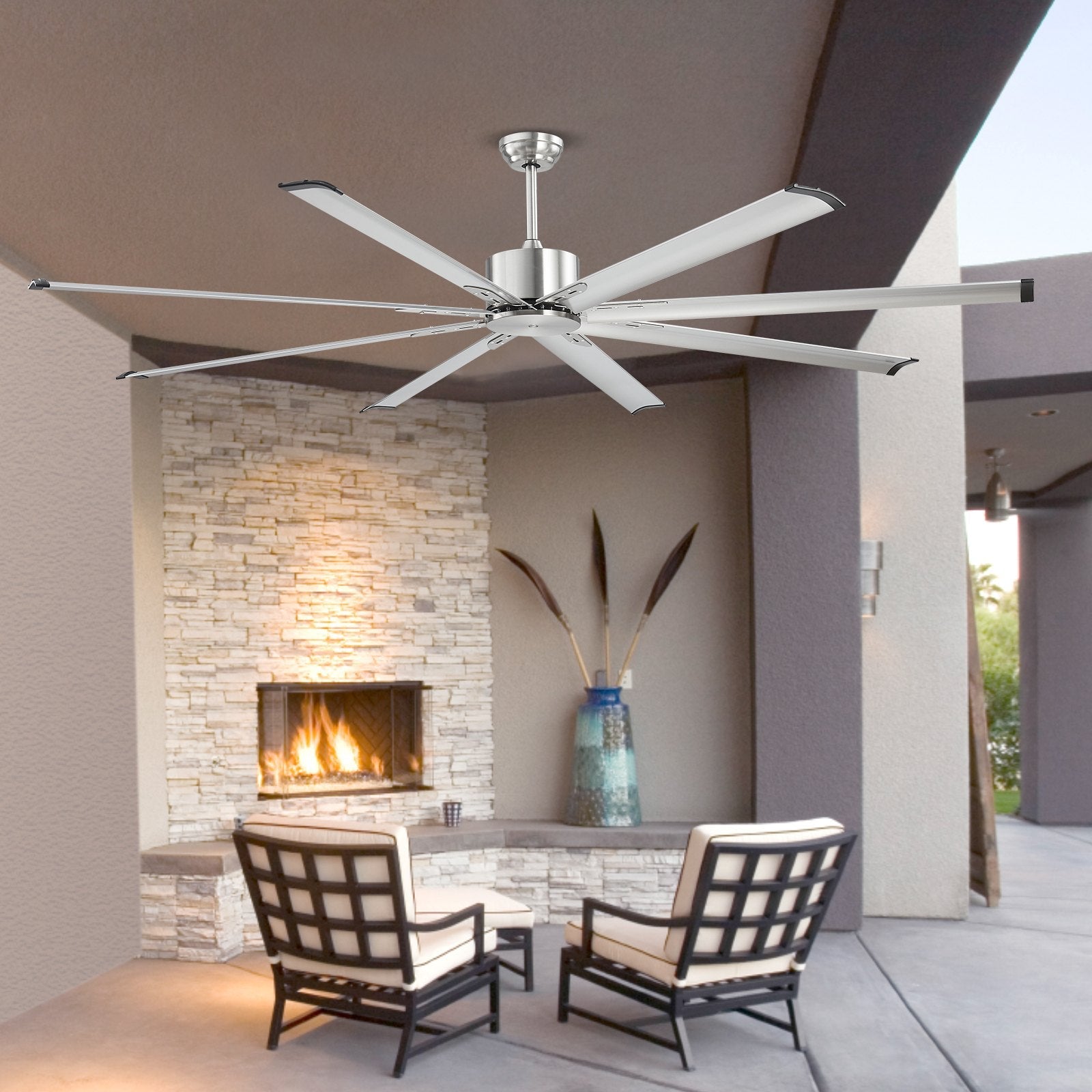 213 cm Ceiling Fan No Light, 6 - Speed Remote Control, Aluminum 8 - Blade, Reversible DC Motor, Modern Low Profile Flush Mount Fan for Bedroom, Living Room, Patio, Indoor/Outdoor, Brushed Nickel - Electronics > Computers & Tablets > Desktops & Accessories - Rivercity House & Home Co. (ABN 18 642 972 209) - Affordable Modern Furniture Australia