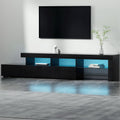 215cm LED TV Cabinet Entertainment Unit - Black