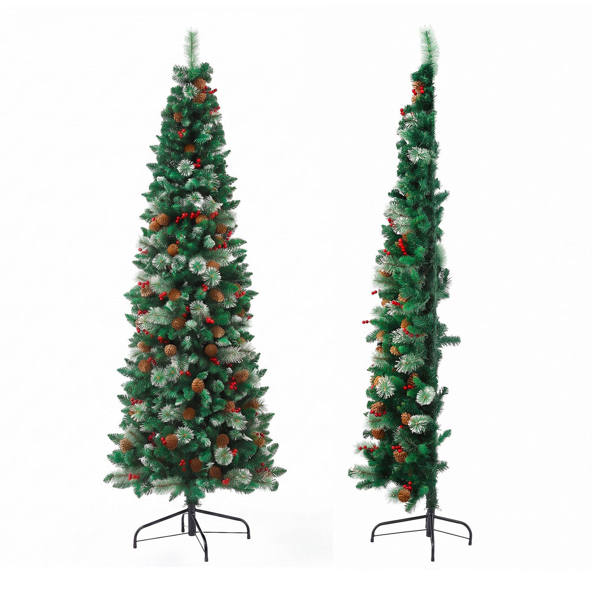 2.1m Artificial Slim Christmas Tree Pine Cone Berry Decor Corner - Occasions > Christmas > Christmas Trees - Rivercity House & Home Co. (ABN 18 642 972 209) - Affordable Modern Furniture Australia