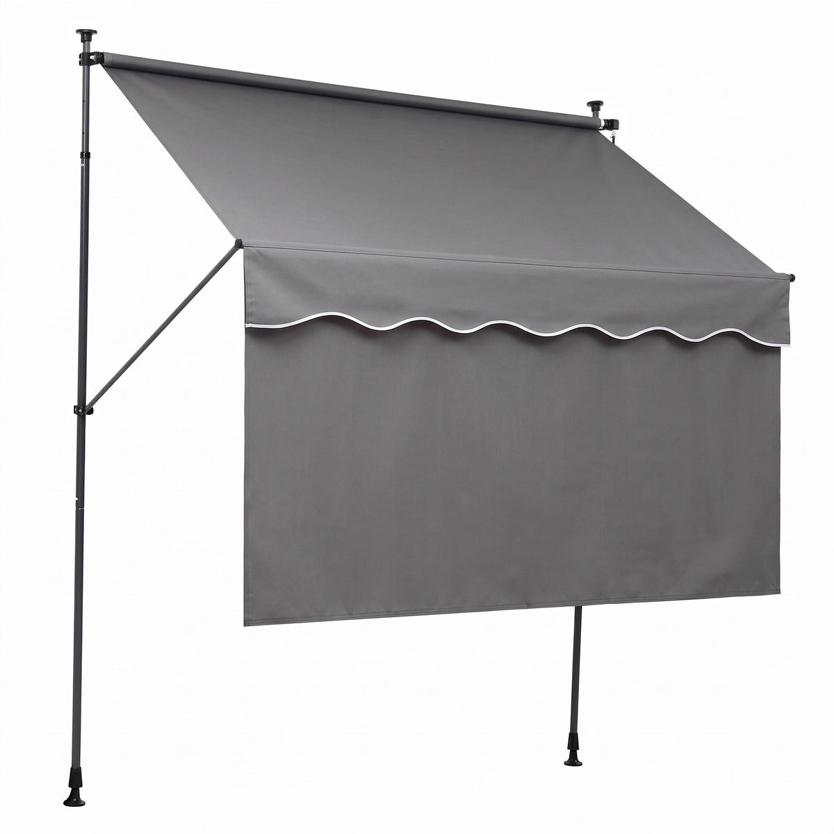2.1m x 1.8m Manual Pivot Arm Awning with Front Curtain - Grey - Home & Garden > Shading > Awnings - Rivercity House & Home Co. (ABN 18 642 972 209) - Affordable Modern Furniture Australia
