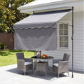 2.1m x 1.8m Manual Pivot Arm Awning with Front Curtain - Grey