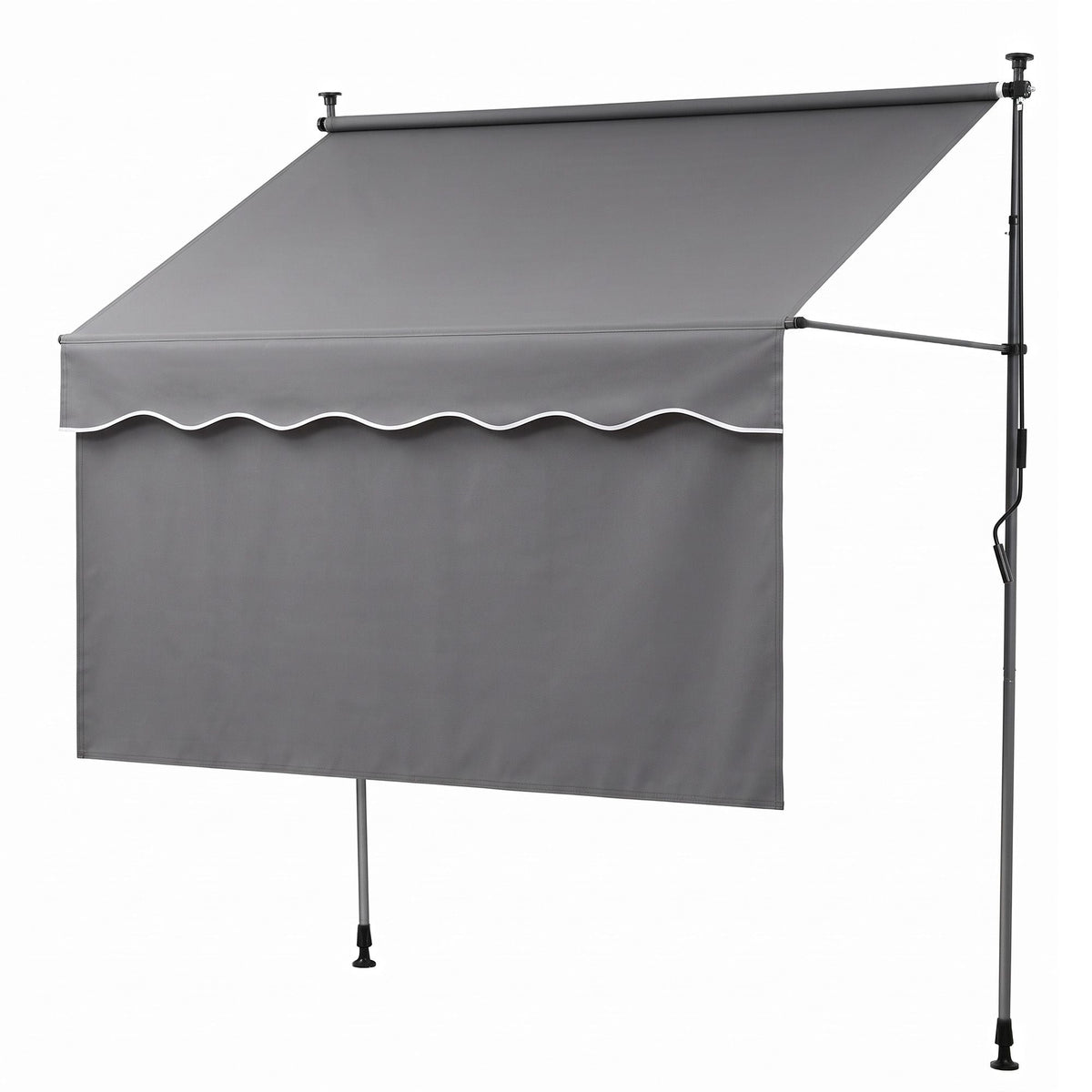2.1m x 1.8m Manual Pivot Arm Awning with Front Curtain - Grey - Home & Garden > Shading > Awnings - Rivercity House & Home Co. (ABN 18 642 972 209) - Affordable Modern Furniture Australia