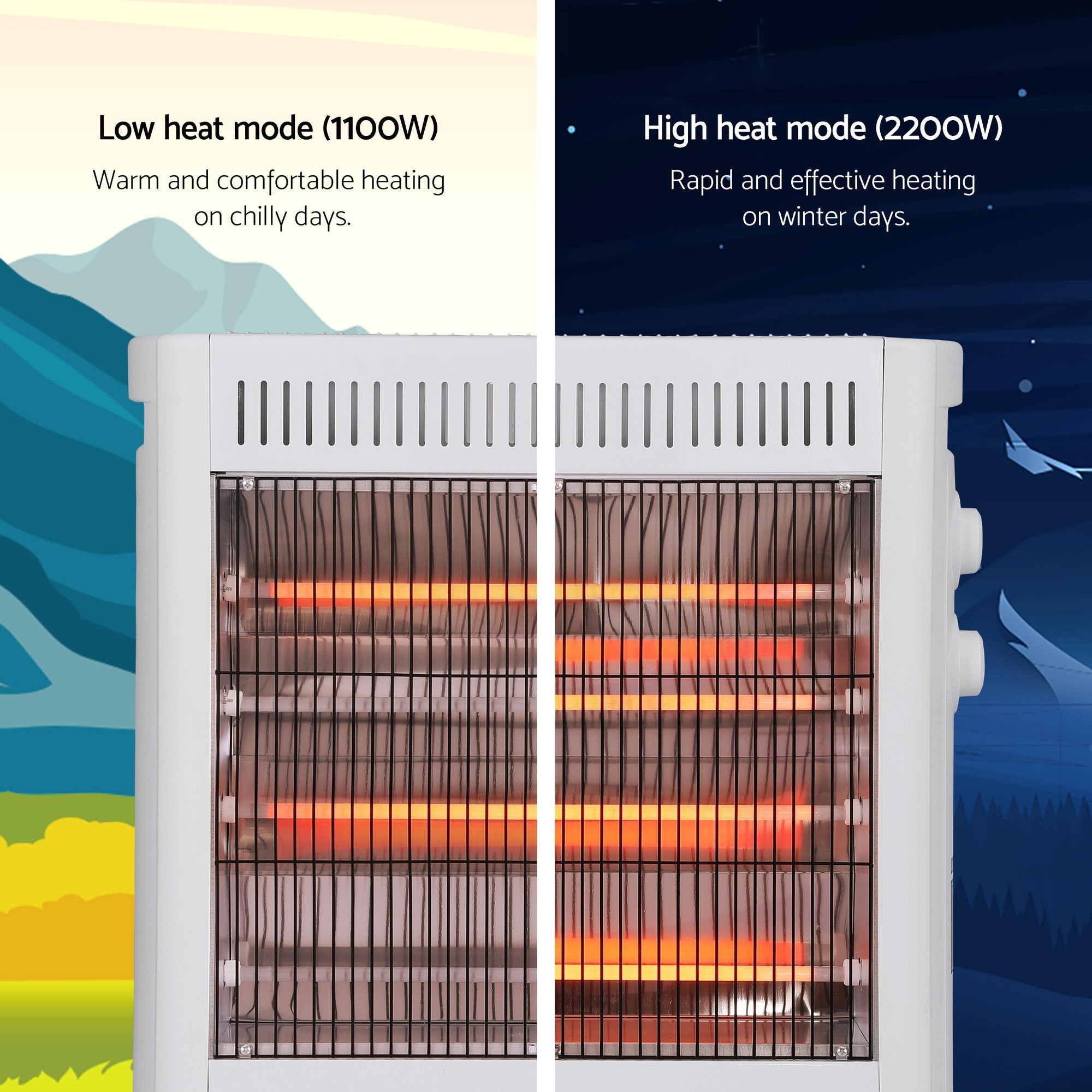 2200W Infrared Radiant Heater Portable Electric Space Heating White - Appliances > Heaters > Patio Heaters - Rivercity House & Home Co. (ABN 18 642 972 209) - Affordable Modern Furniture Australia