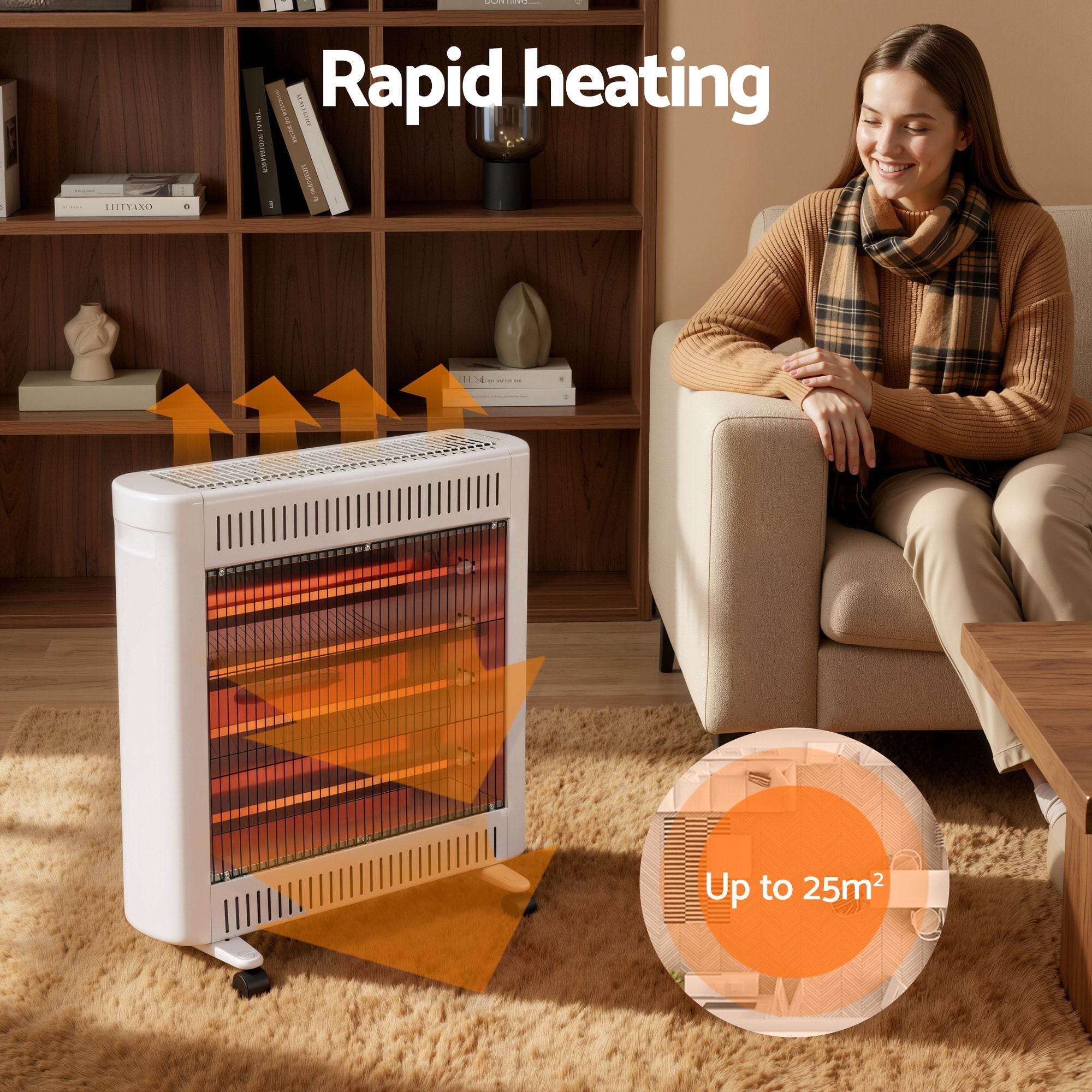 2200W Infrared Radiant Heater Portable Electric Space Heating White - Appliances > Heaters > Patio Heaters - Rivercity House & Home Co. (ABN 18 642 972 209) - Affordable Modern Furniture Australia