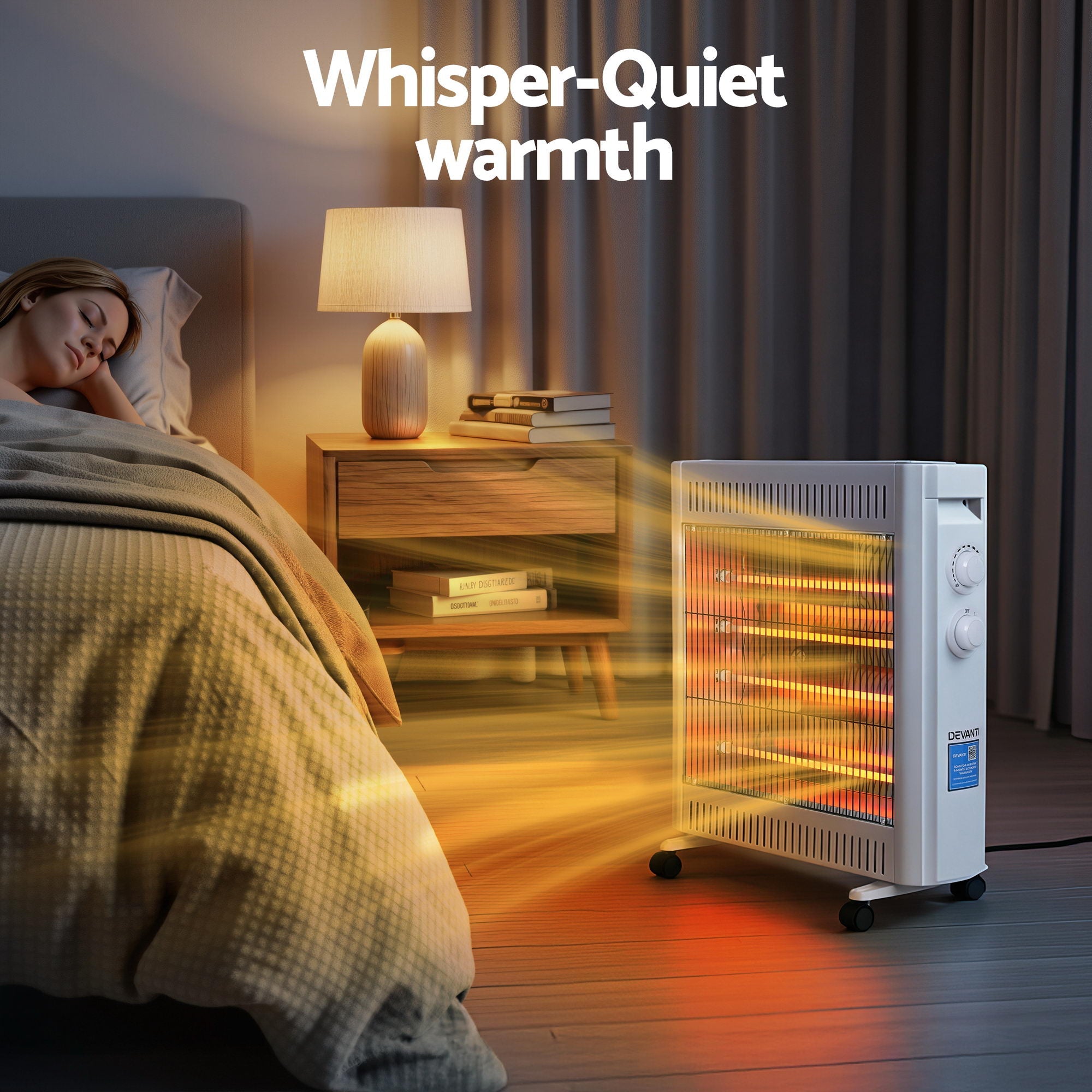 2200W Infrared Radiant Heater Portable Electric Space Heating White - Appliances > Heaters > Patio Heaters - Rivercity House & Home Co. (ABN 18 642 972 209) - Affordable Modern Furniture Australia