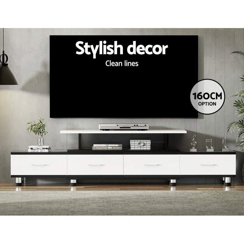 220CM TV Cabinet With Storage Drawers Black & White - Furniture - Rivercity House & Home Co. (ABN 18 642 972 209) - Affordable Modern Furniture Australia