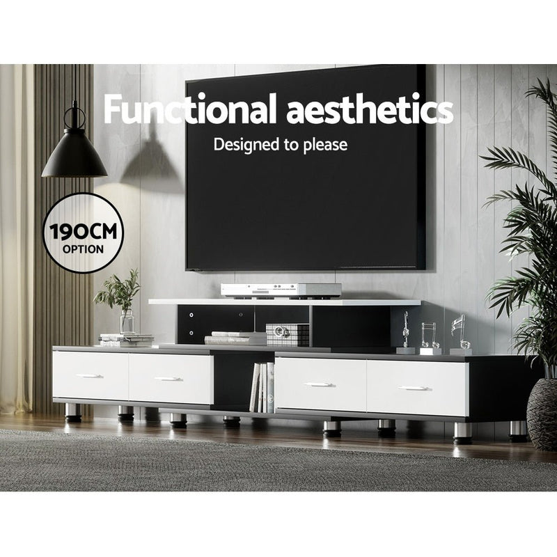 220CM TV Cabinet With Storage Drawers Black & White - Furniture - Rivercity House & Home Co. (ABN 18 642 972 209) - Affordable Modern Furniture Australia