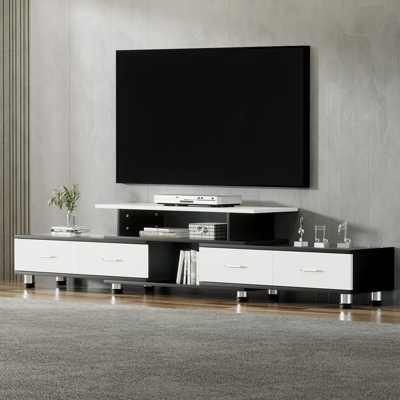 220CM TV Cabinet With Storage Drawers Black & White - Furniture - Rivercity House & Home Co. (ABN 18 642 972 209) - Affordable Modern Furniture Australia