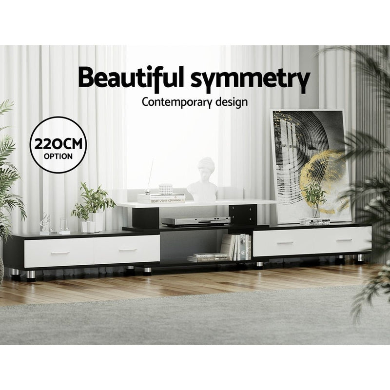 220CM TV Cabinet With Storage Drawers Black & White - Furniture - Rivercity House & Home Co. (ABN 18 642 972 209) - Affordable Modern Furniture Australia